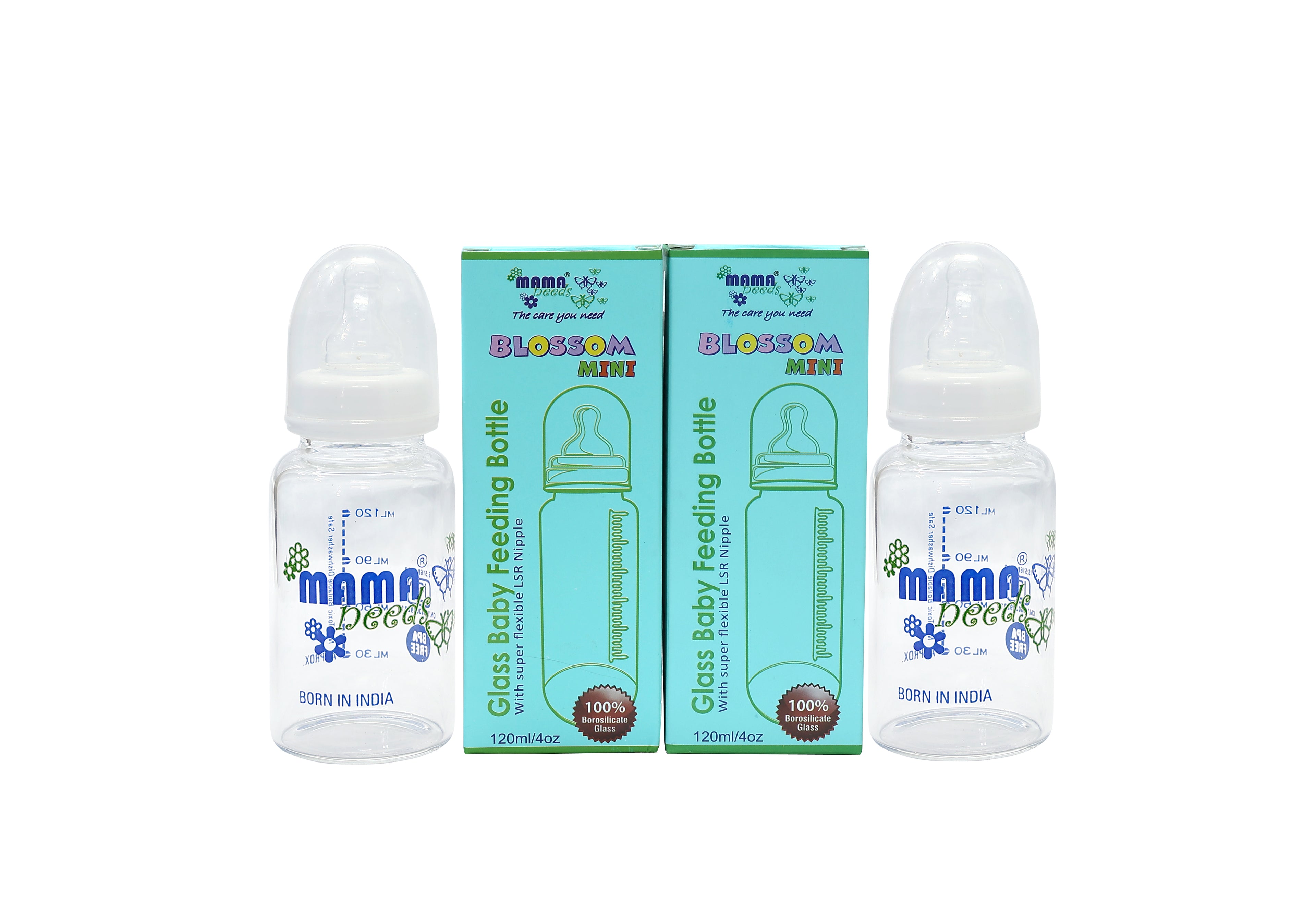 Blossom Mini, Premium Borosilicate Glass Feeding Bottle (120 ml)