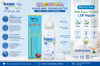 BLOSSOM Borosilicate Glass Feeding Bottle, 250 ml BPA Free