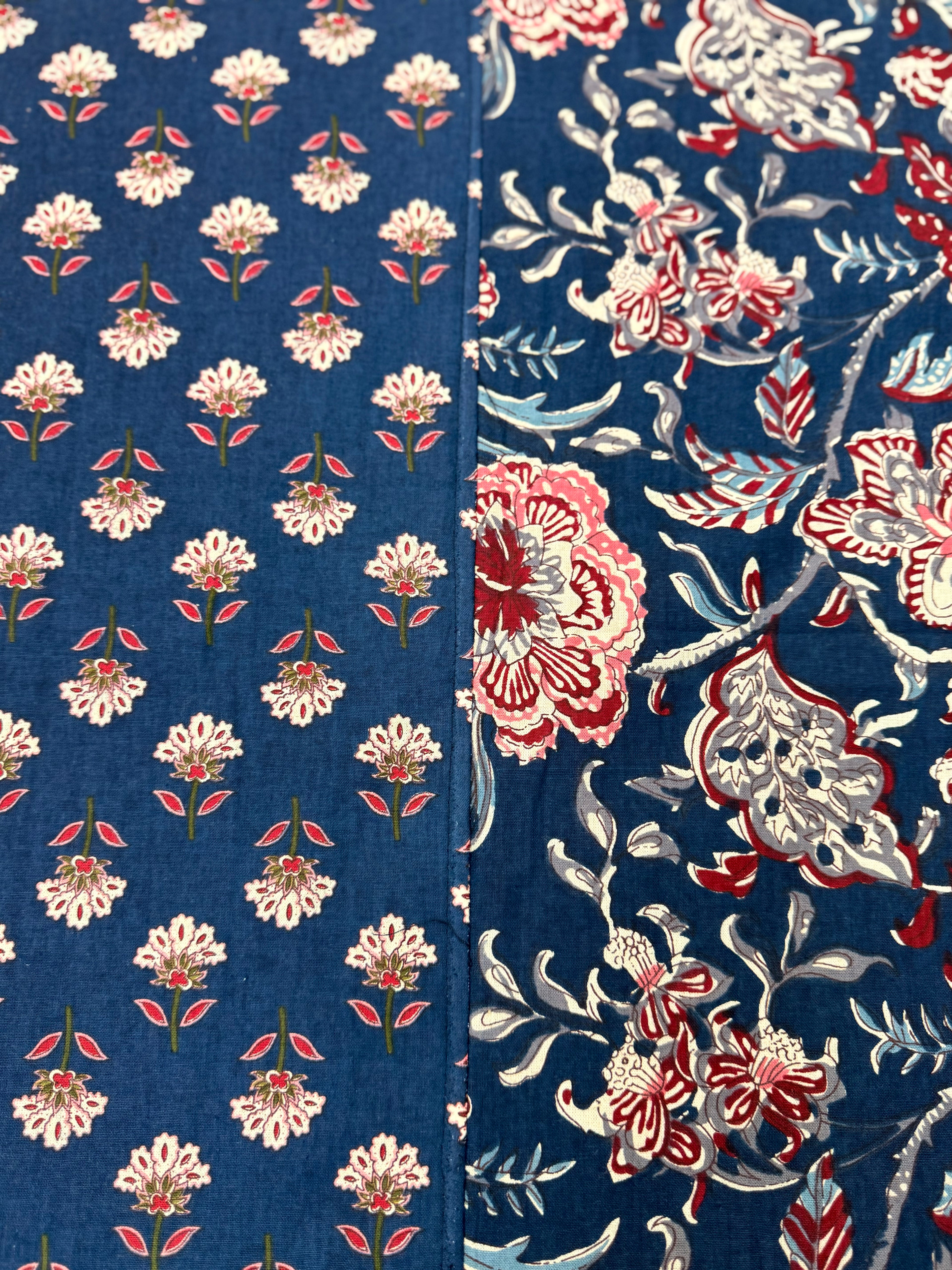 AJRAKH Print bed Sheet (Navy Blue)