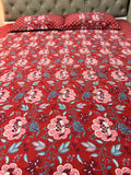 Ajrakh print Bed Sheet (Red)