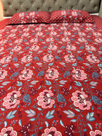 Ajrakh print Bed Sheet (Red)