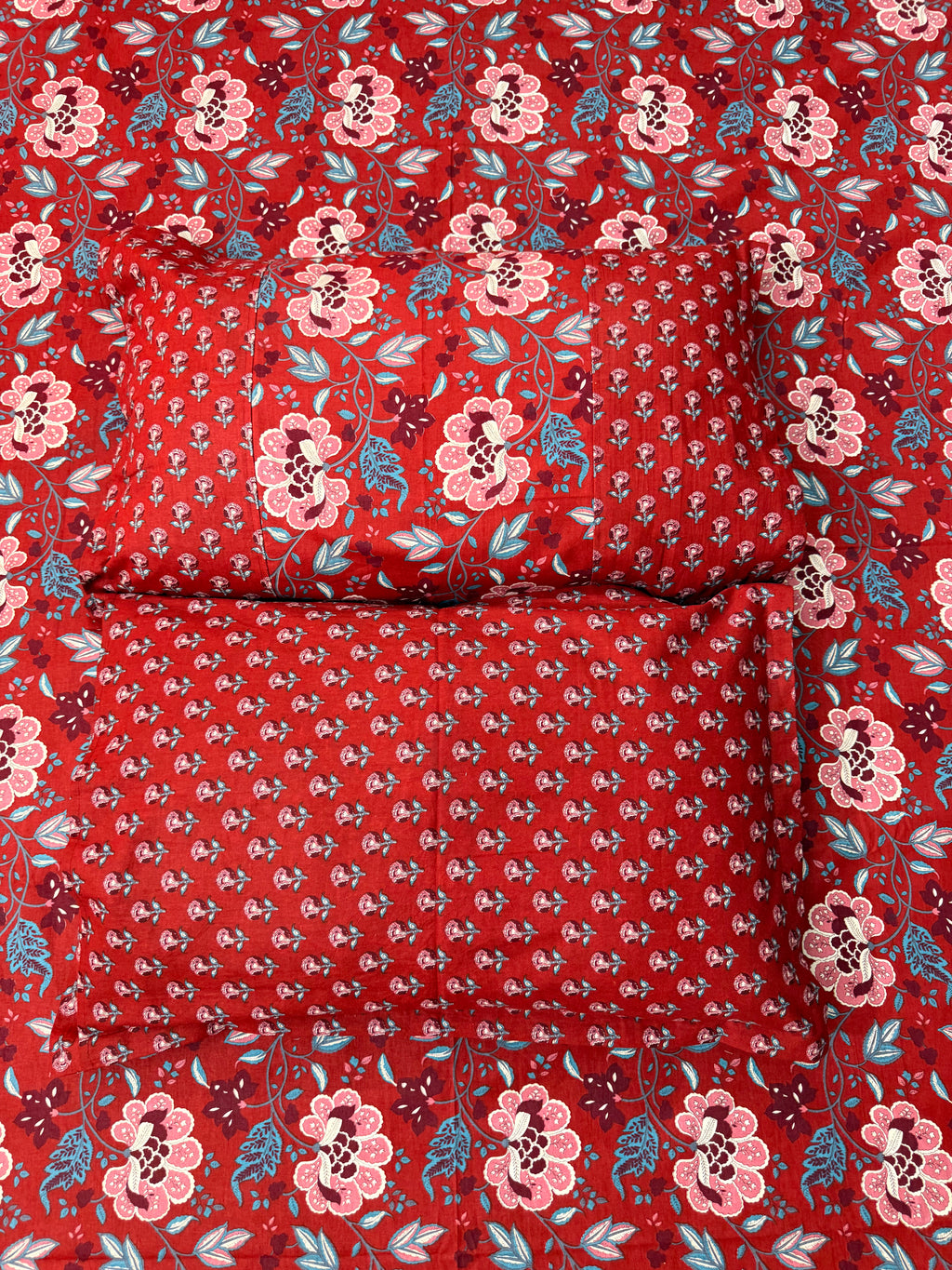 Ajrakh print Bed Sheet (Red)