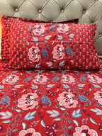 Ajrakh print Bed Sheet (Red)