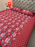 Ajrakh print Bed Sheet (Red)