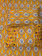 Ajrakh print Bed Sheet (Bright Yellow)