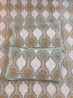 Jute cotton knitted hand block print premium bed cover (Jaal print)