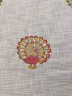 Jute cotton knitted hand block print premium bed cover (Peacock Print)