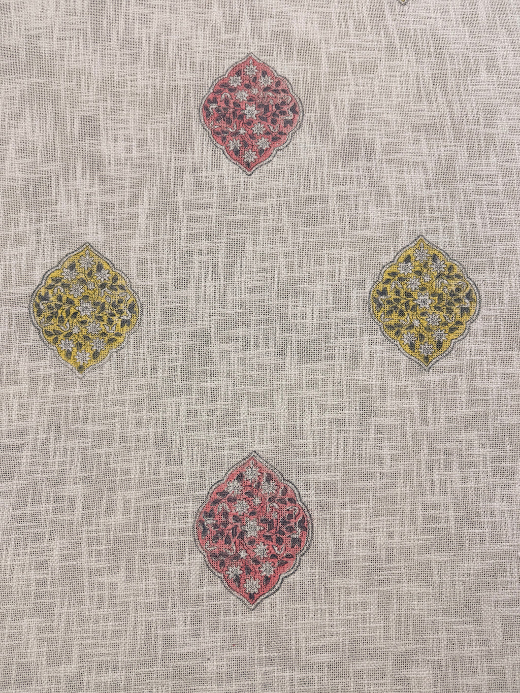 Jute cotton knitted hand block print premium bed cover (Multicolor Motifs)