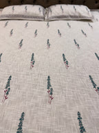 Jute cotton knitted hand block print premium bed cover (Booti Print)