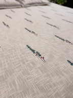 Jute cotton knitted hand block print premium bed cover (Booti Print)