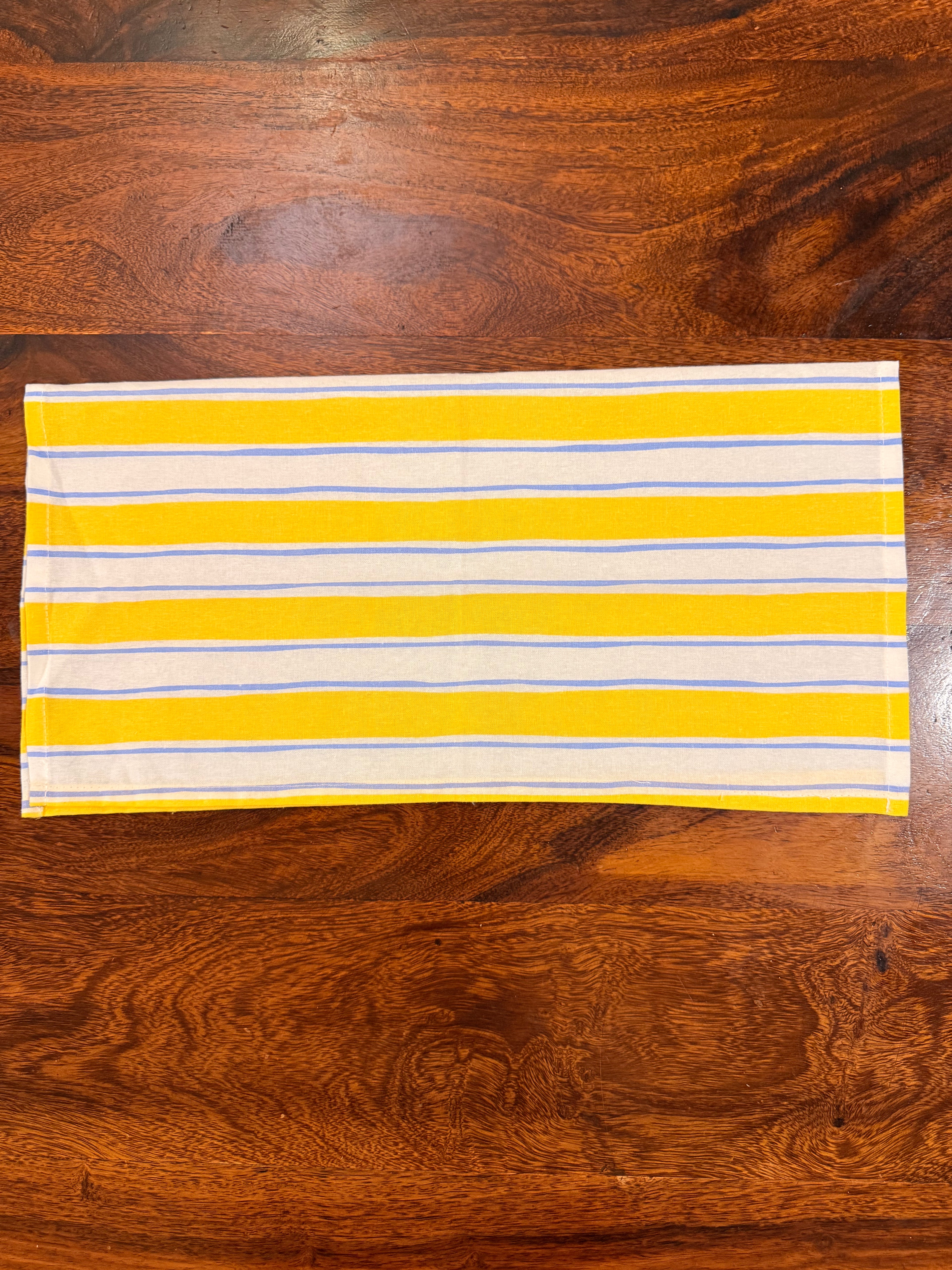 Yellow striped bamboo cotton printed napkins (Set of 6)