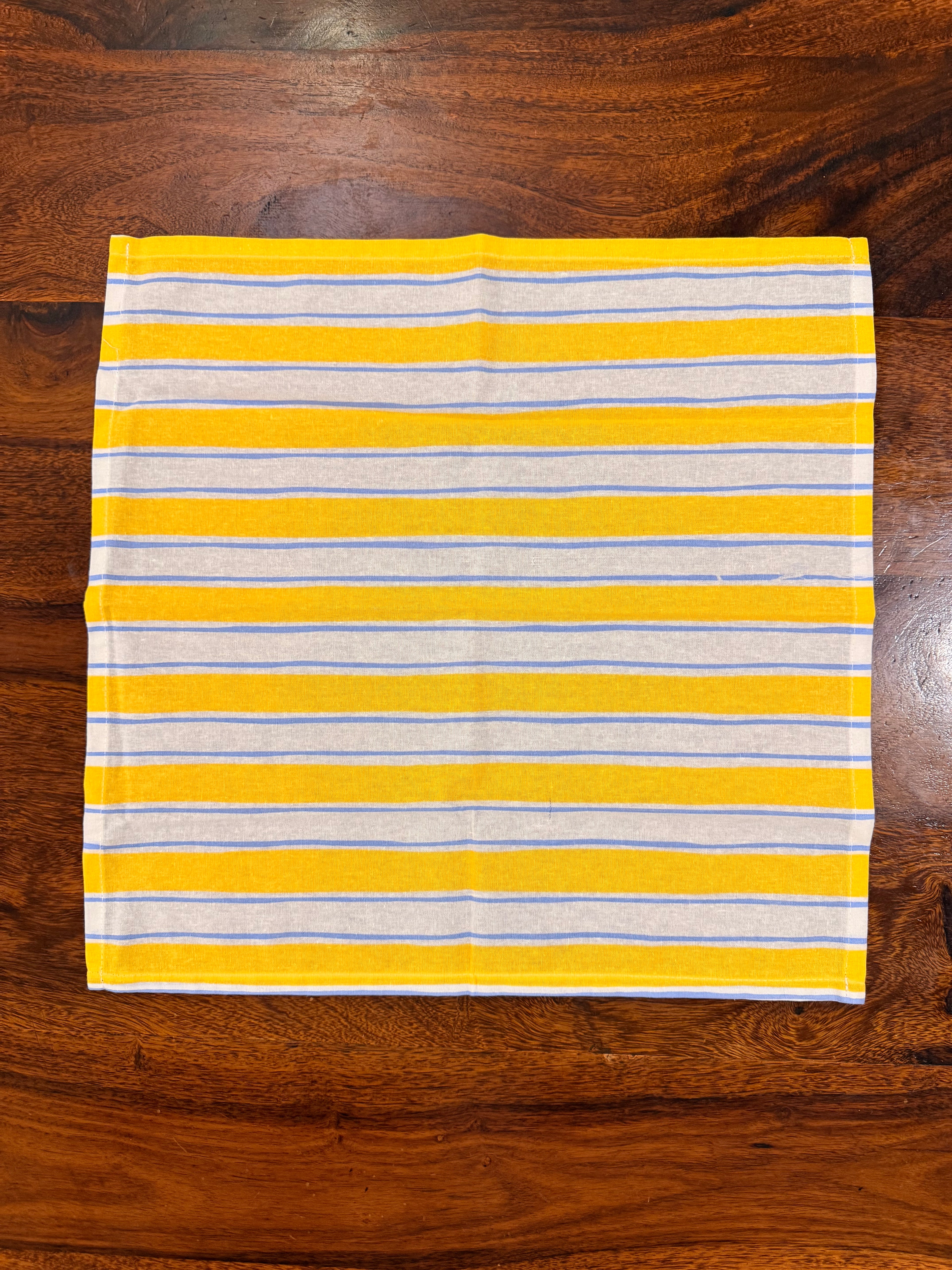 Yellow striped bamboo cotton printed napkins (Set of 6)