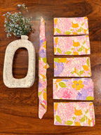 Pink & Yellow flowers print bamboo cotton printed napkins (Set of 6)