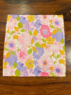 Pink & Yellow flowers print bamboo cotton printed napkins (Set of 6)