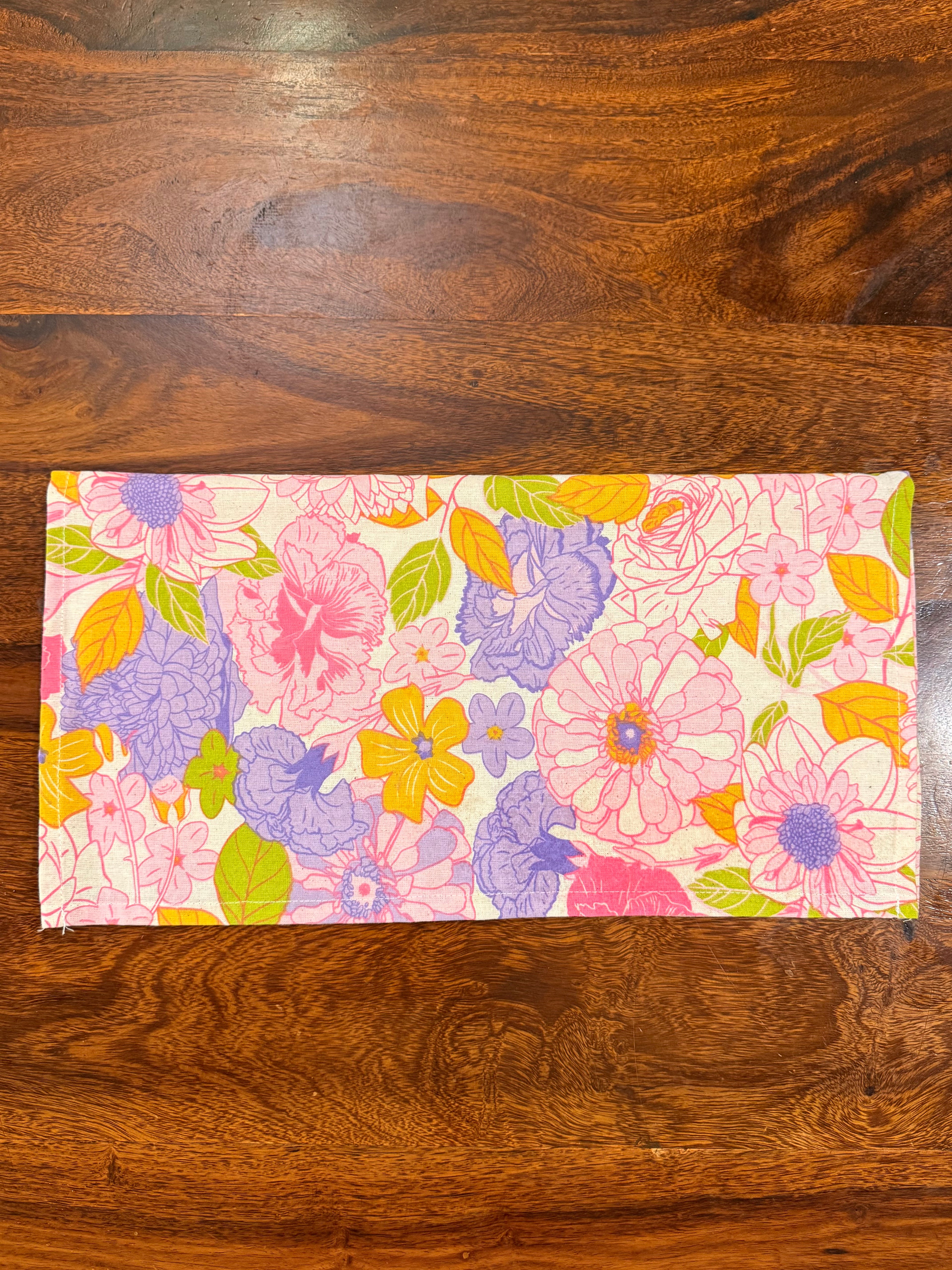 Pink & Yellow flowers print bamboo cotton printed napkins (Set of 6)