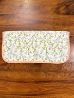 Light Blue flowers print pink borders bamboo cotton printed napkins (Set of 6)