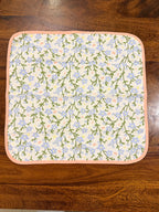 Light Blue flowers print pink borders bamboo cotton printed napkins (Set of 6)