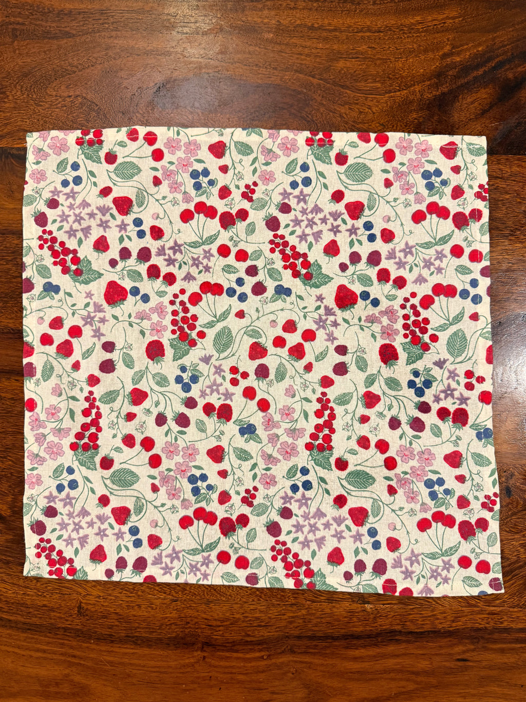 Modern red & pink flowers print bamboo cotton printed napkins (Set of 6)