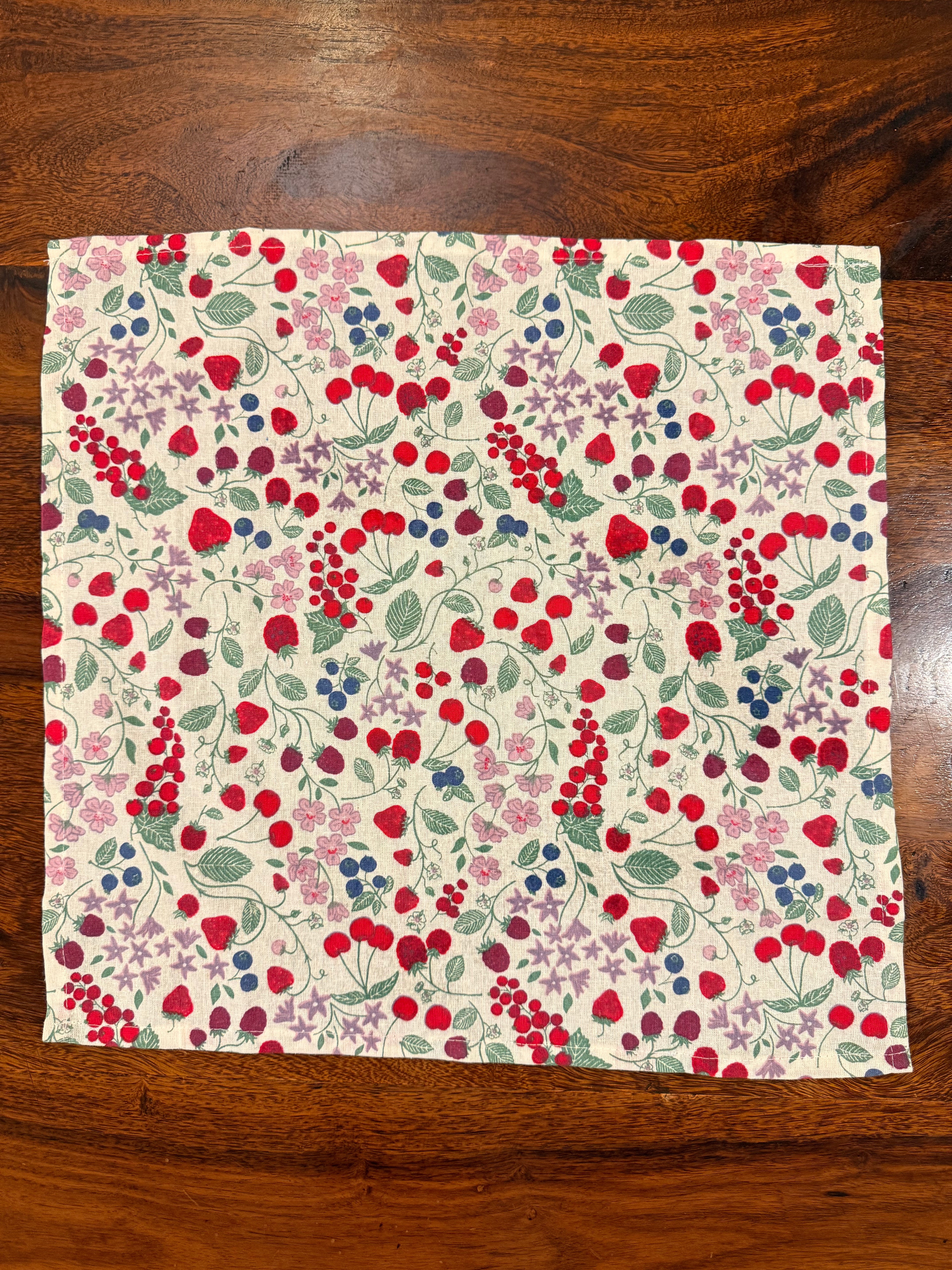 Modern red & pink flowers print bamboo cotton printed napkins (Set of 6)