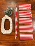 Red & White striped bamboo cotton printed napkins (Set of 6)