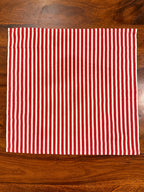Red & White striped bamboo cotton printed napkins (Set of 6)