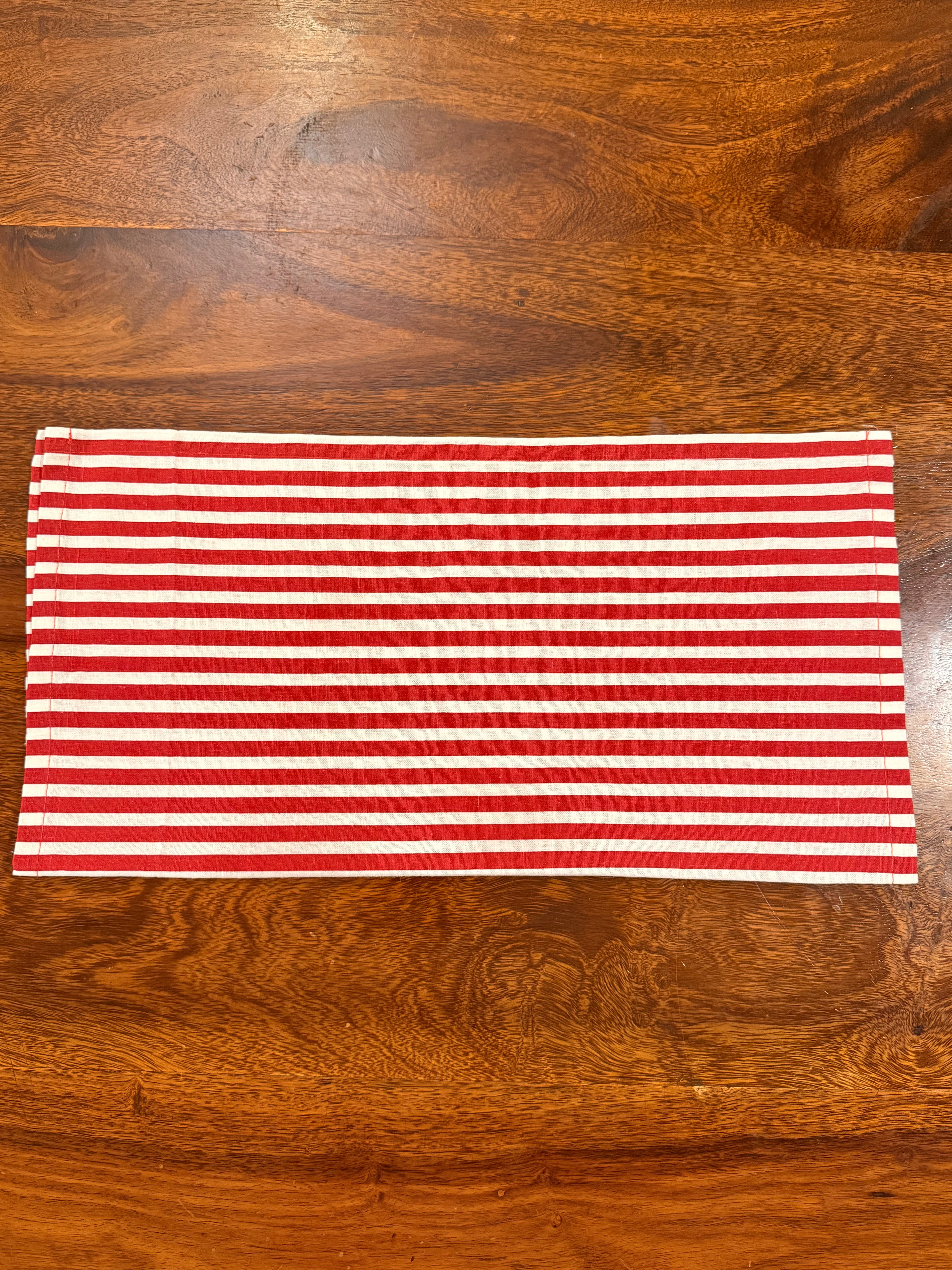 Red & White striped bamboo cotton printed napkins (Set of 6)