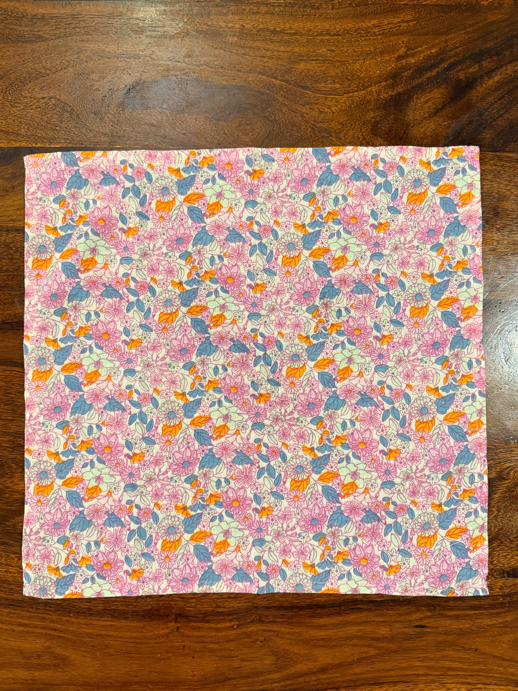 Little pink flowers print bamboo cotton printed napkins (Set of 6)