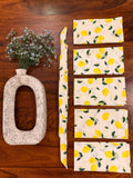 Lemon print bamboo cotton printed napkins (Set of 6)