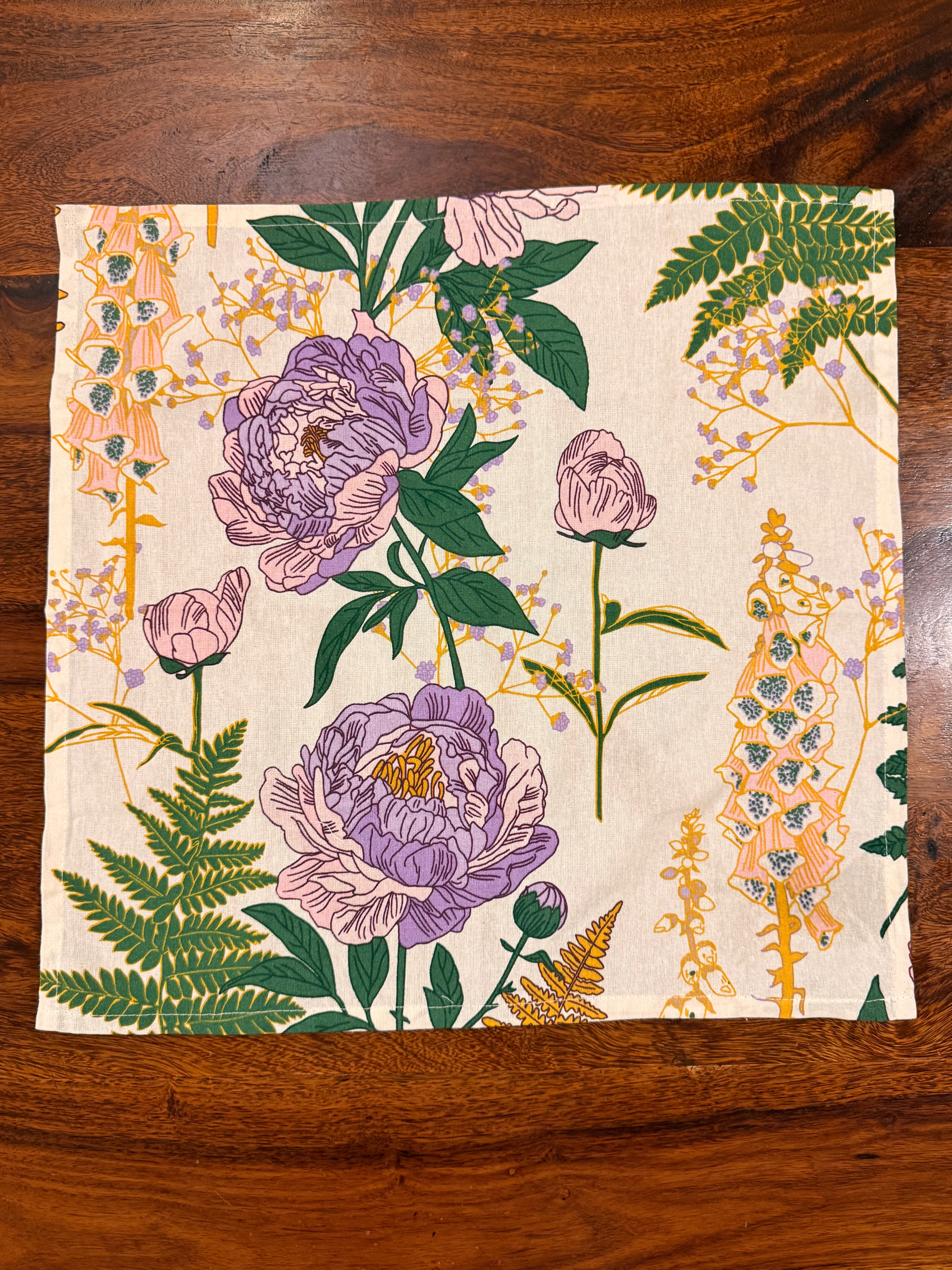 Purple Flower print bamboo cotton printed napkins (Set of 6)