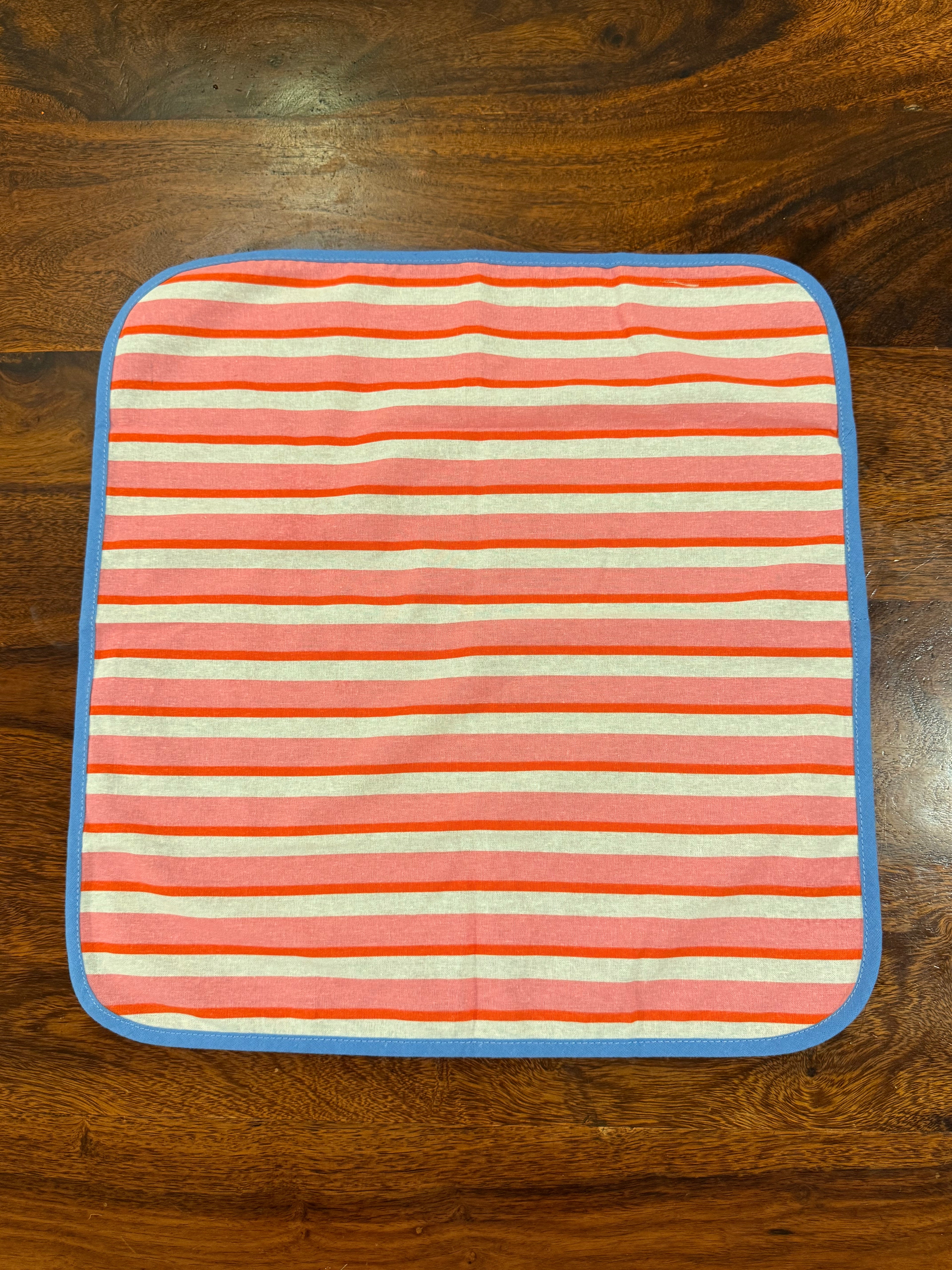 Pink & Blue striped bamboo cotton printed napkins (Set of 6)
