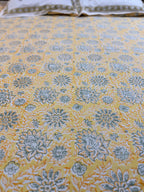 Hand block print on premium south cotton fabric (Yellow marigold print)