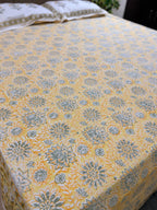 Hand block print on premium south cotton fabric (Yellow marigold print)