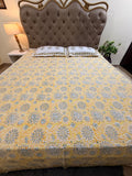 Hand block print on premium south cotton fabric (Yellow marigold print)