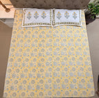 Hand block print on premium south cotton fabric (Yellow marigold print)