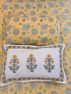 Hand block print on premium south cotton fabric (Yellow marigold print)