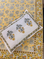 Hand block print on premium south cotton fabric (Yellow marigold print)