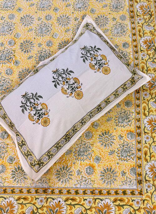Hand block print on premium south cotton fabric (Yellow marigold print)