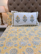 Hand block print on premium south cotton fabric (Yellow marigold print)