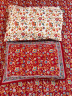 Hand block print on premium south cotton fabric (All over phool booti print -Red)