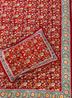 Hand block print on premium south cotton fabric (All over phool booti print -Red)