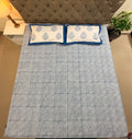 Hand block print on premium south cotton fabric bedsheet (All over geometrical Indigo print)