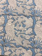 Hand block print on premium south cotton fabric bedsheet ( Eagle print in chalk blue shade)