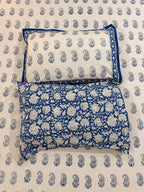 Hand block print on premium south cotton fabric bedsheet (All over Indigo blue Ambi print)