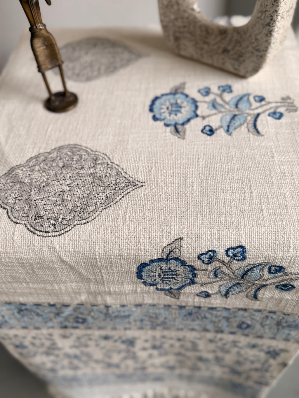 Jute Cotton Table Runners (Neel phool print)
