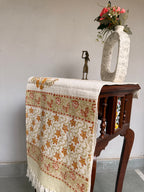 Jute Cotton Table Runners (Yellow & Green Phool Print)