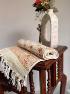Jute Cotton Table Runners (Yellow & Green Phool Print)