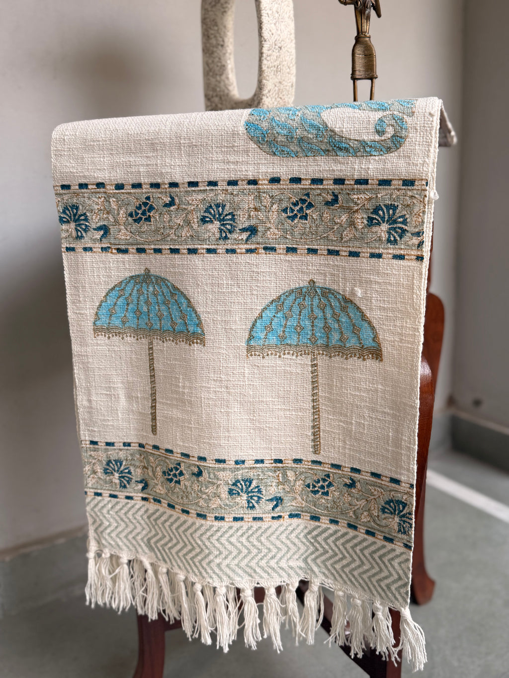 Jute Cotton Table Runners (Royal Elephant Umbrella print)