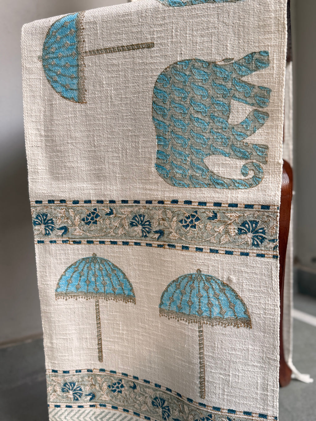Jute Cotton Table Runners (Royal Elephant Umbrella print)
