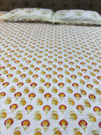 MAMA needs Premium California King Hast Kala Percale Cotton Bedsheets (Choti Phool Booti Print) 108X108 inches