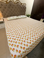 MAMA needs Premium California King Hast Kala Percale Cotton Bedsheets (Choti Phool Booti Print) 108X108 inches